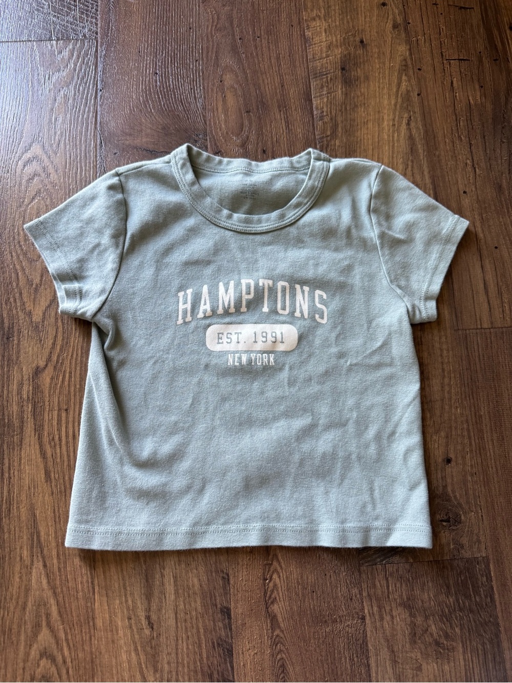 Brandy Melville Light Sage Hamptons Graphic Crop Tee